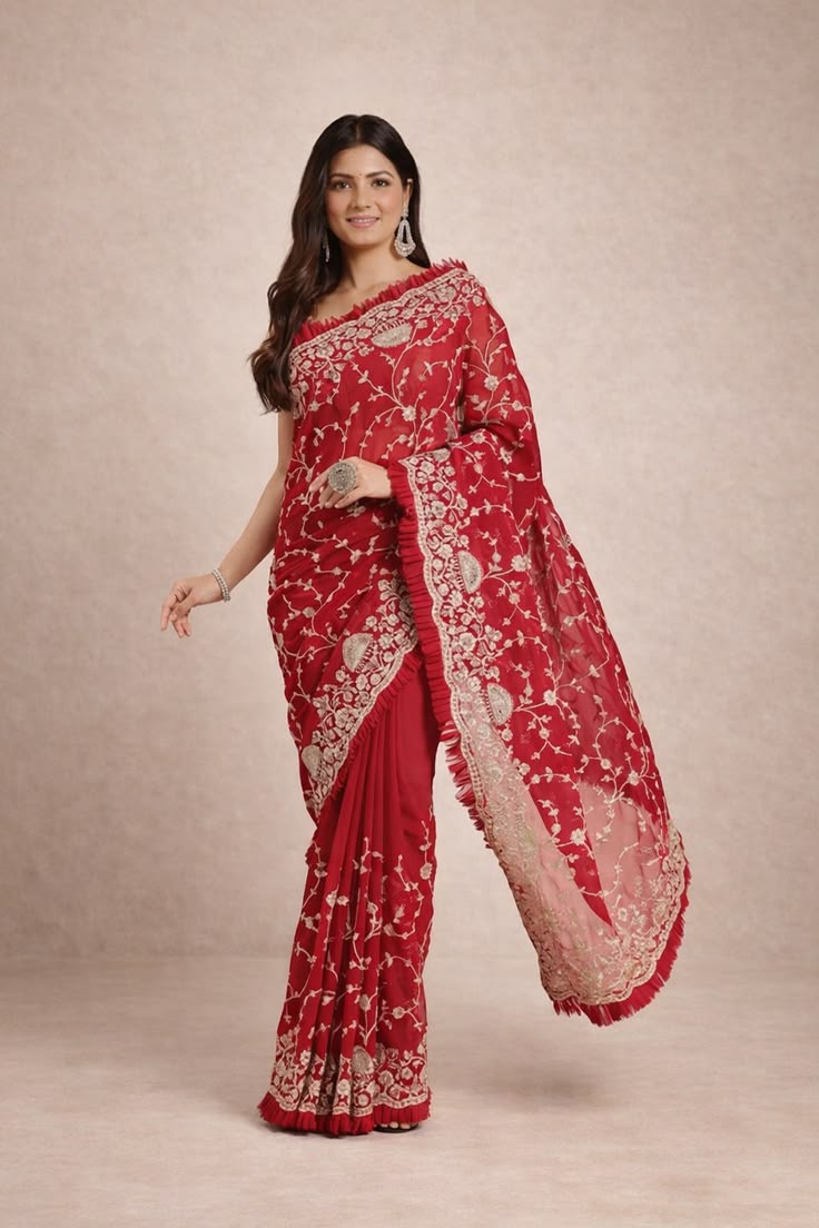 Crimson Georgette Saree