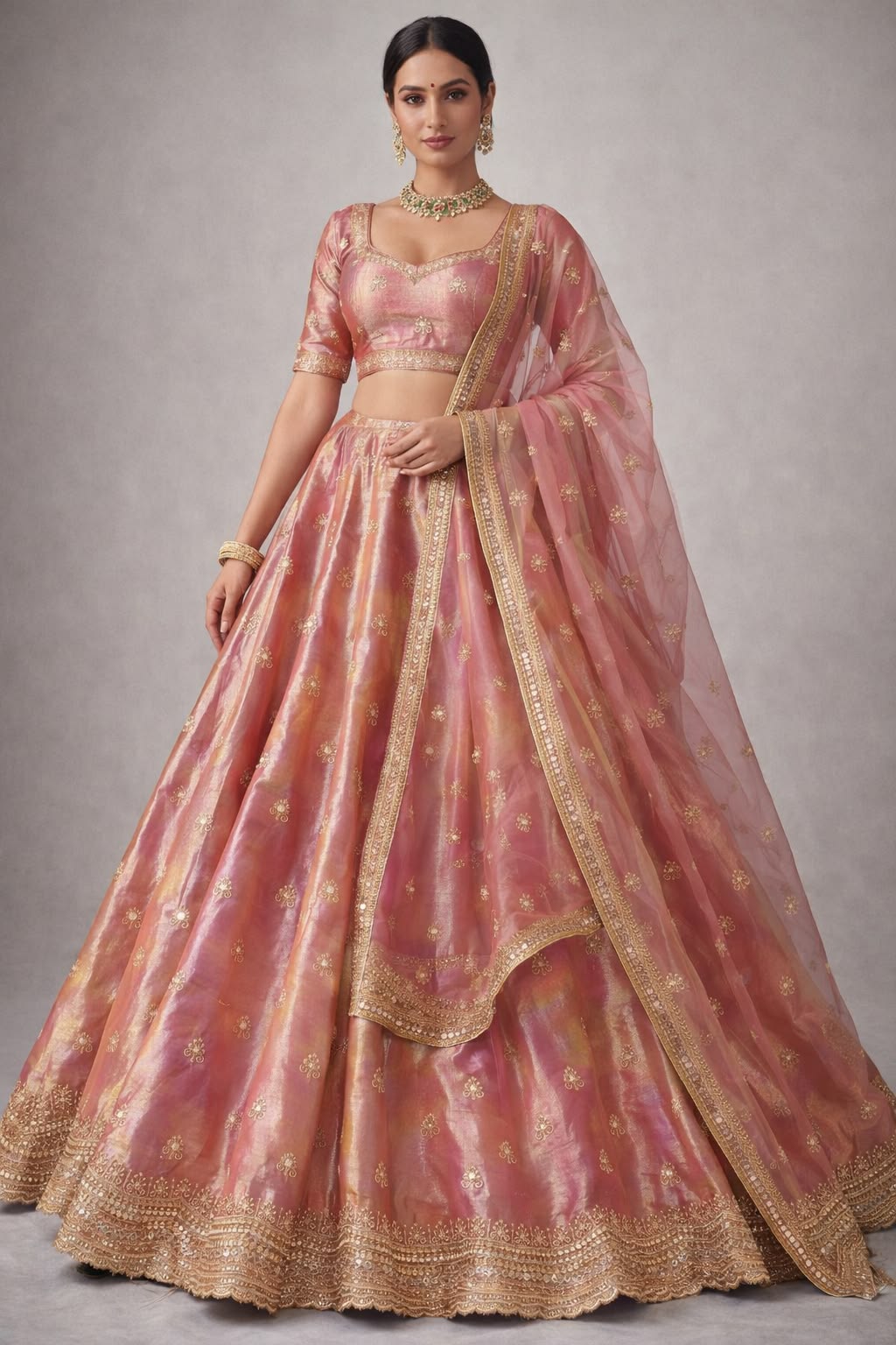 Blush Organza Lehenga