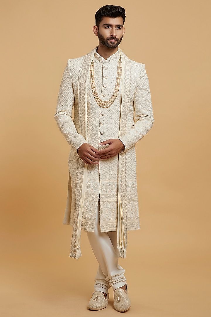 Cream Sherwani Set
